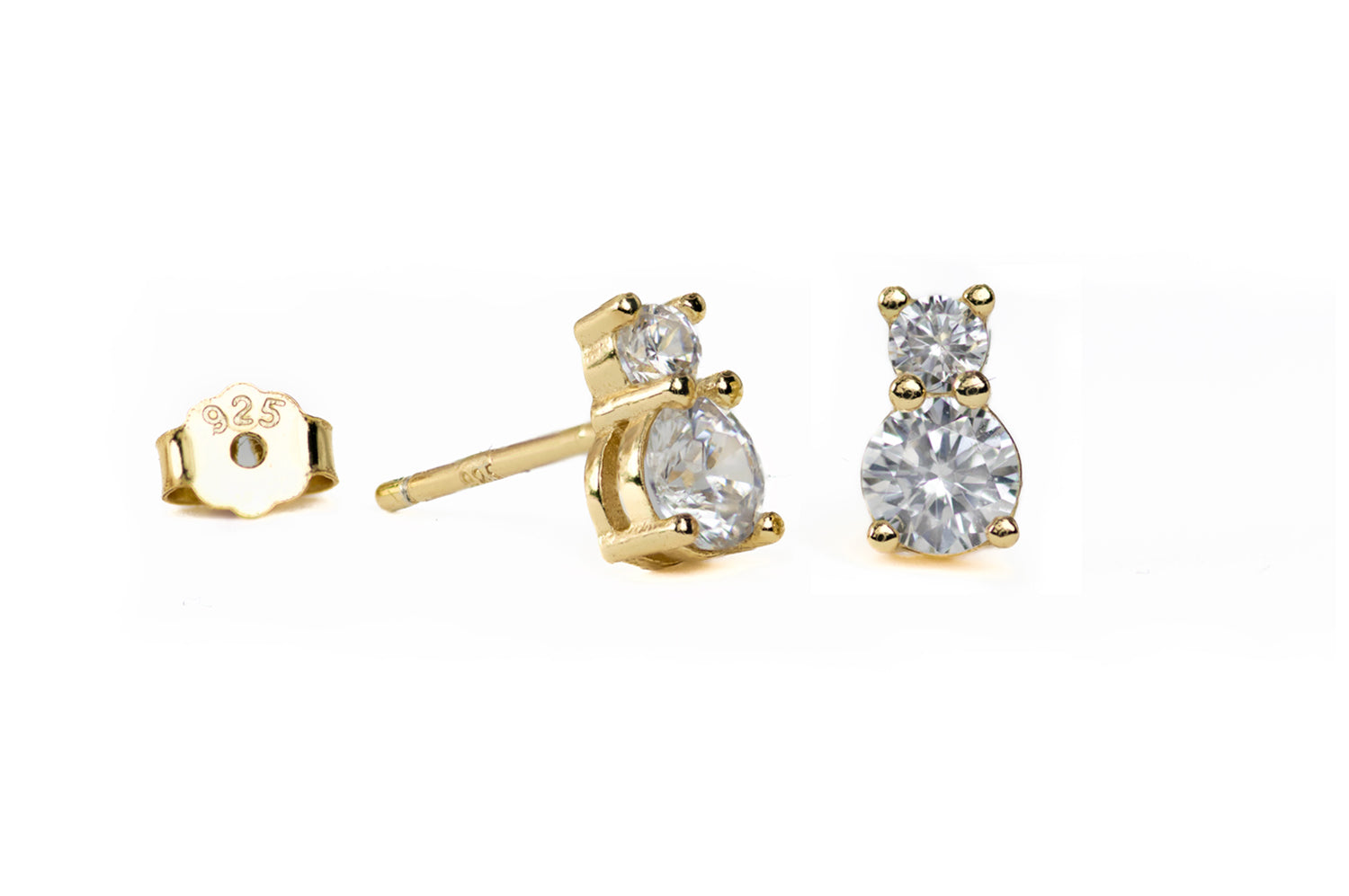 Double Cubic Zirconia Stud Earrings