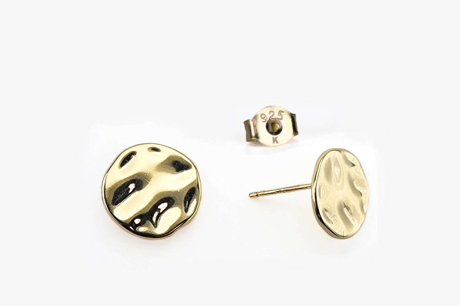 Gold Textured Disc Stud Earrings – Minimalist & Chic