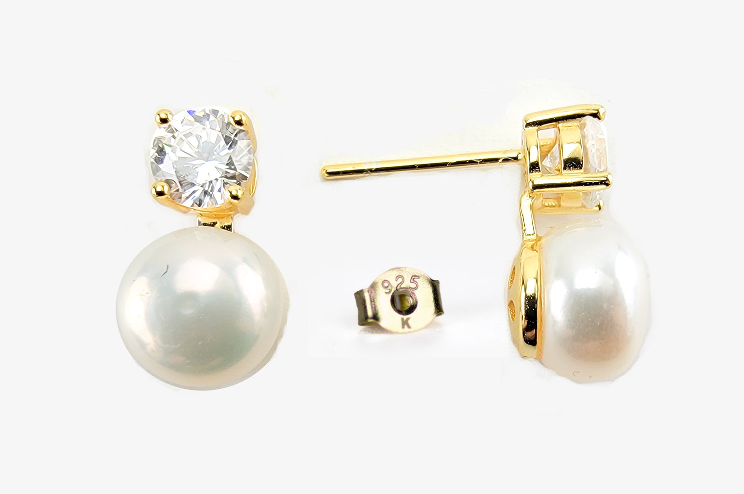 Cubic Zirconia and Pearl Drop Earrings