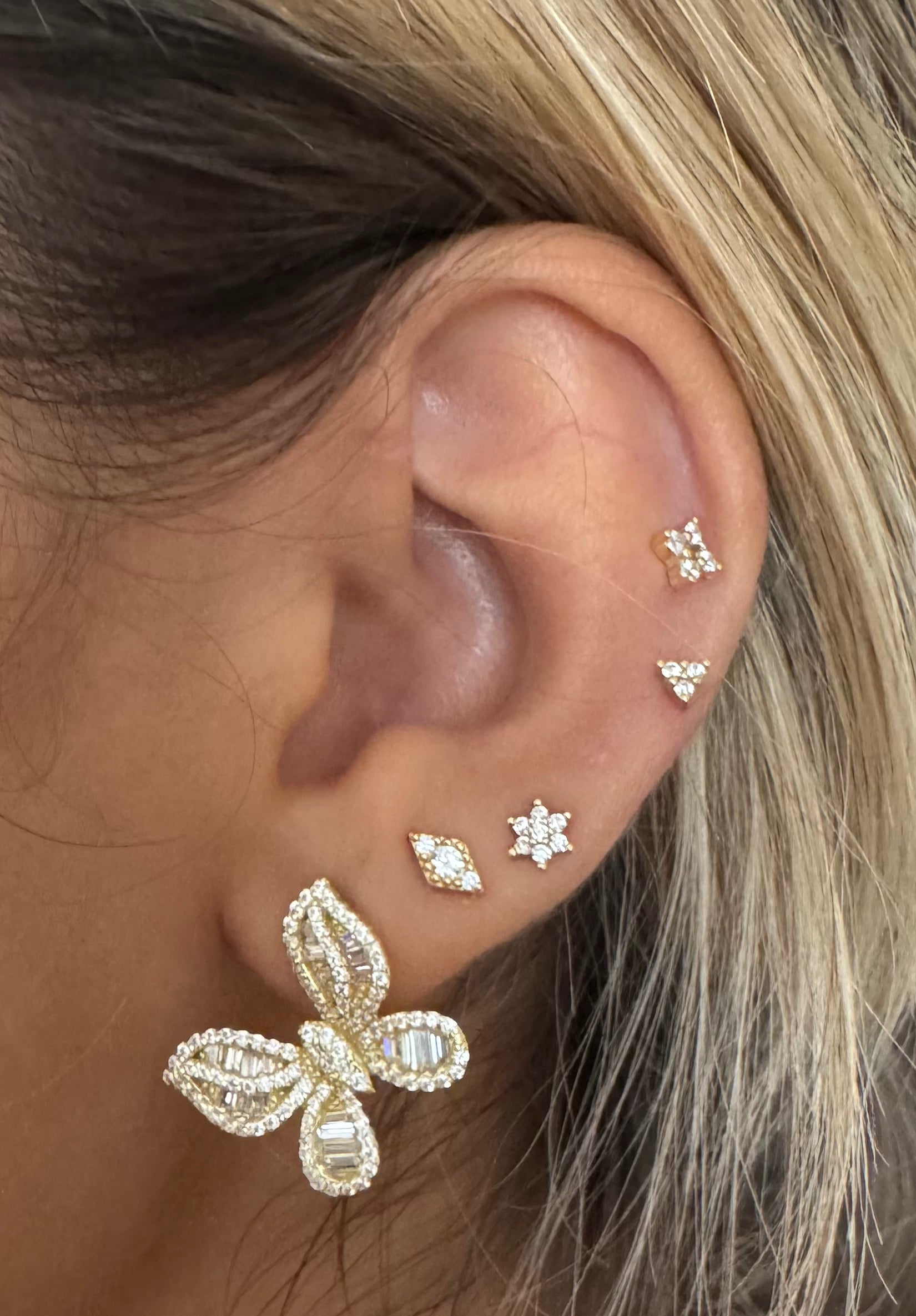 Elegant Butterfly Baguette Stud Earrings