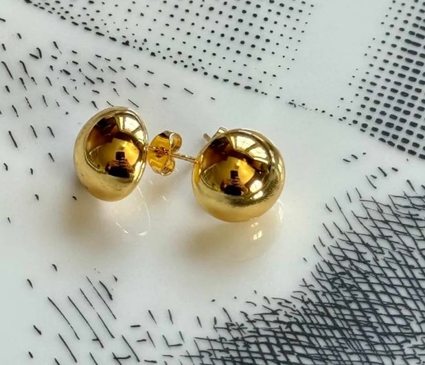 Classic Dome Round Chunky Half Ball Stud Earrings