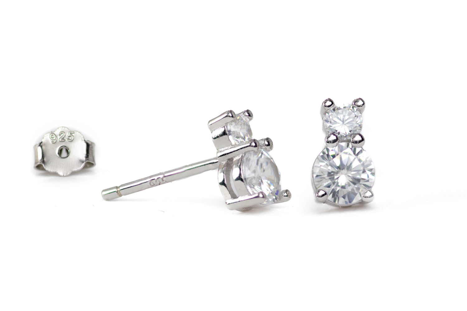 Double cubic zirconia studs