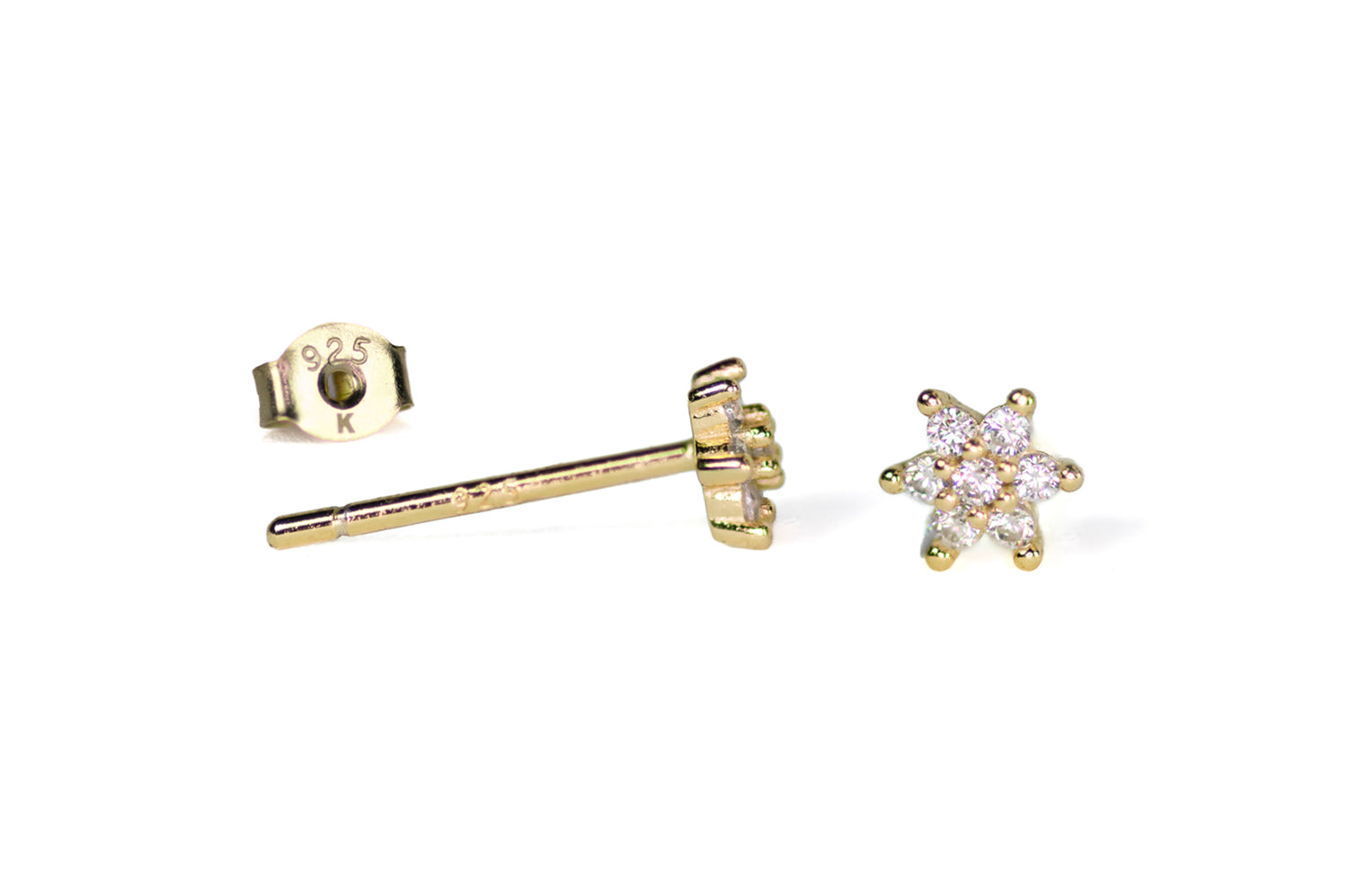 Tiny flower cubic zirconia studs
