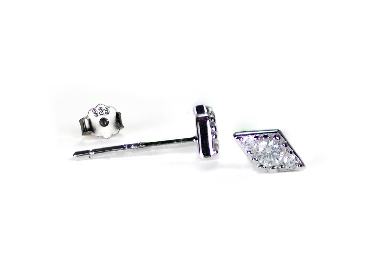 Tiny rhombus cubic zirconia studs