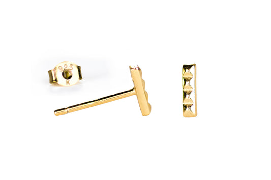 Tiny Stud Edgy Pyramid Bar Earrings