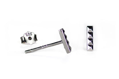 Tiny Stud Edgy Pyramid Bar Earrings