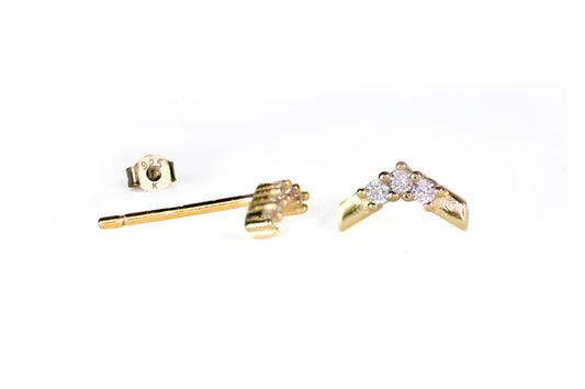 Tiny Edgy Chevron Cubic Zirconia Studs