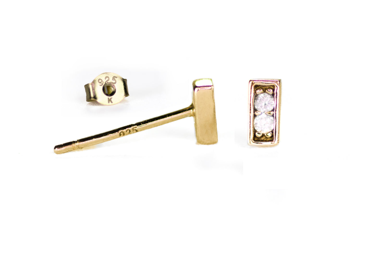 Tiny Rectangle Bar Cubic Zirconia Studs
