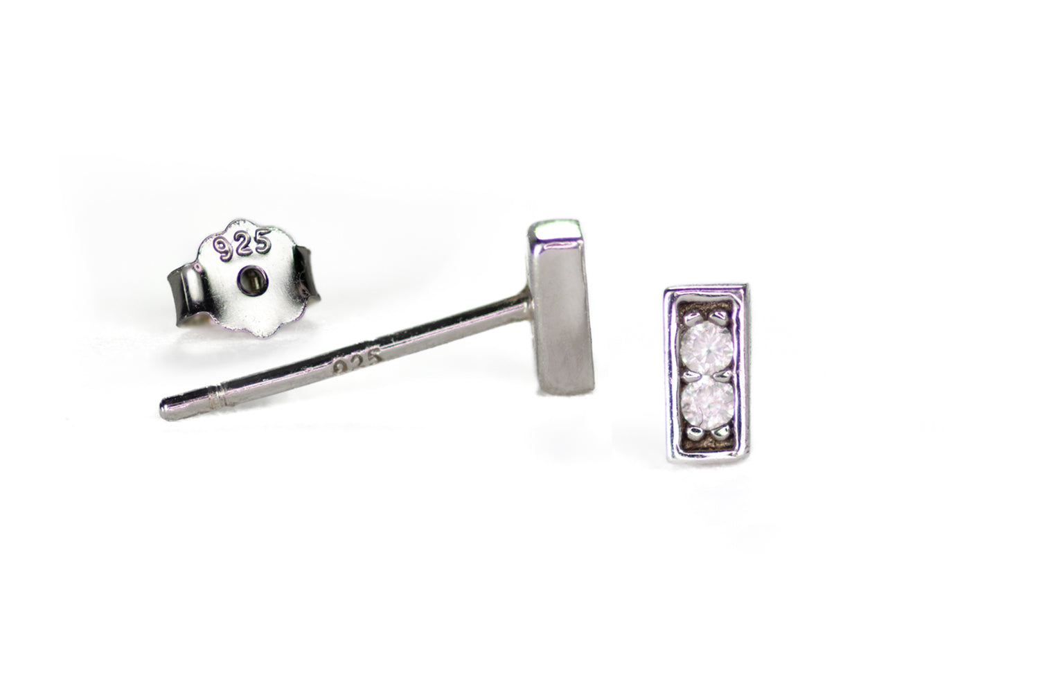 Tiny Rectangle Bar Cubic Zirconia Studs