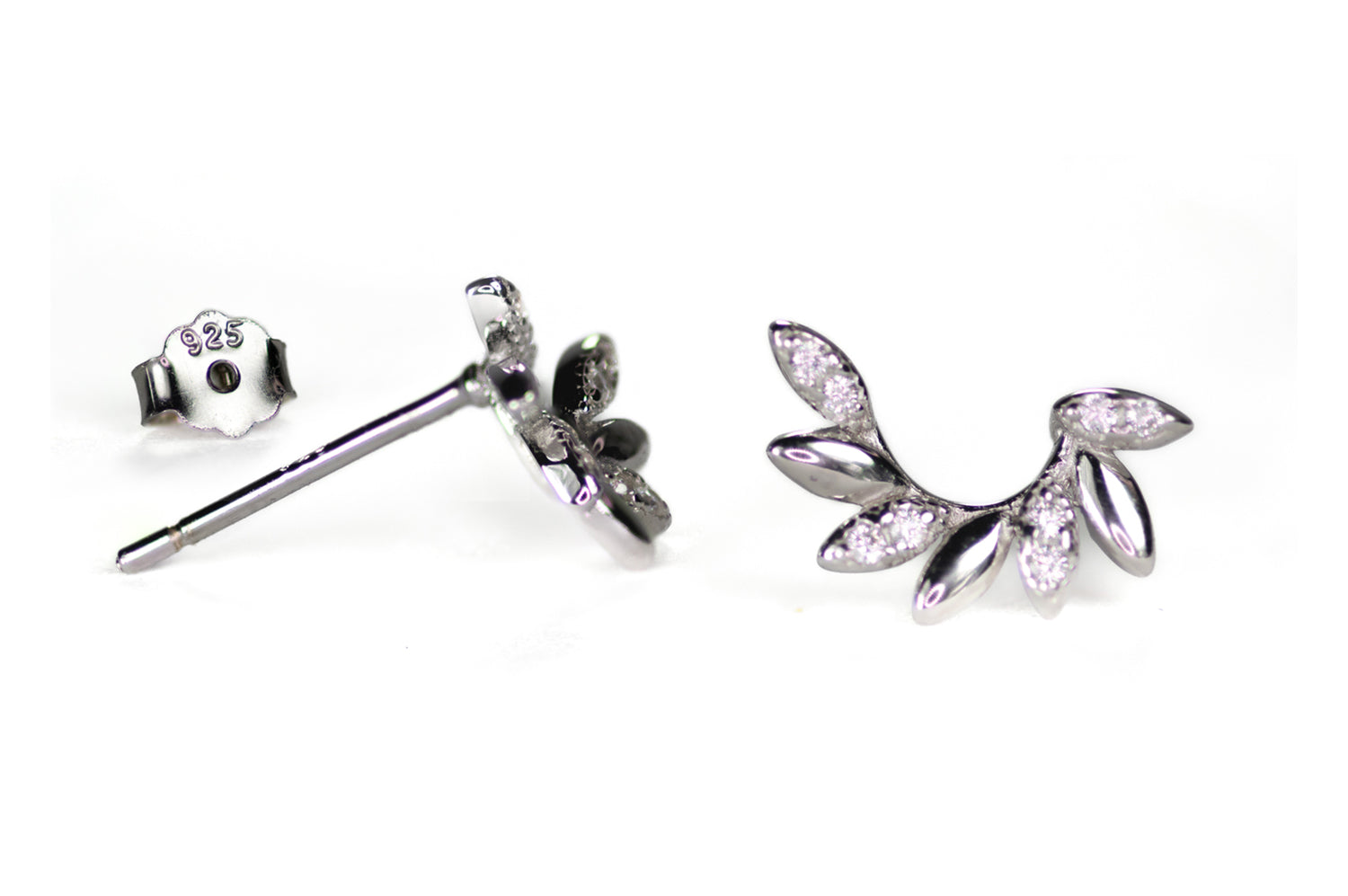 Crescent Petal Mini Climbers Studs Earrings