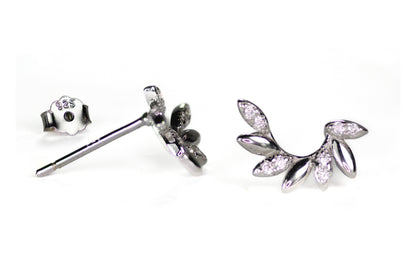 Crescent Petal Mini Climbers Studs Earrings