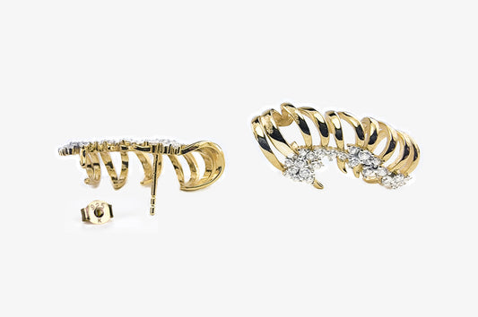 Spiral Moissanite Ear Climber | Gold Vermeil Statement Shine