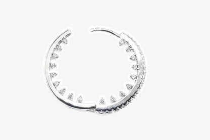 Silver Sparkling Hoop Earrings – Modern Geometric Design
