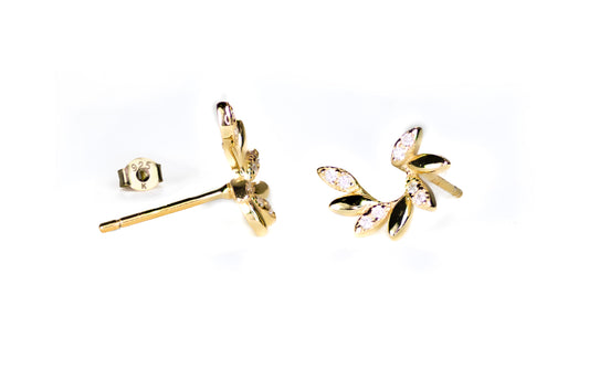 Crescent Petal Mini Climbers Studs Earrings