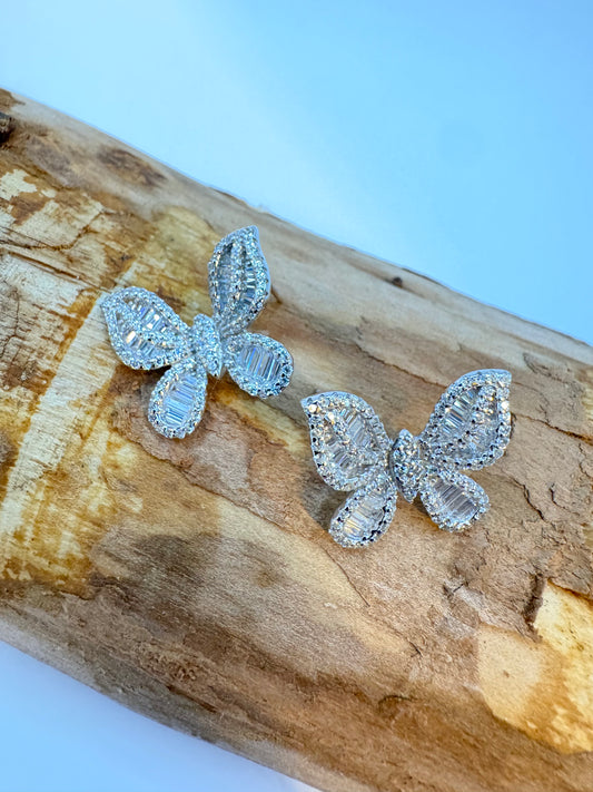 Elegant Butterfly Baguette Stud Earrings