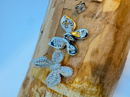 Elegant Butterfly Baguette Stud Earrings