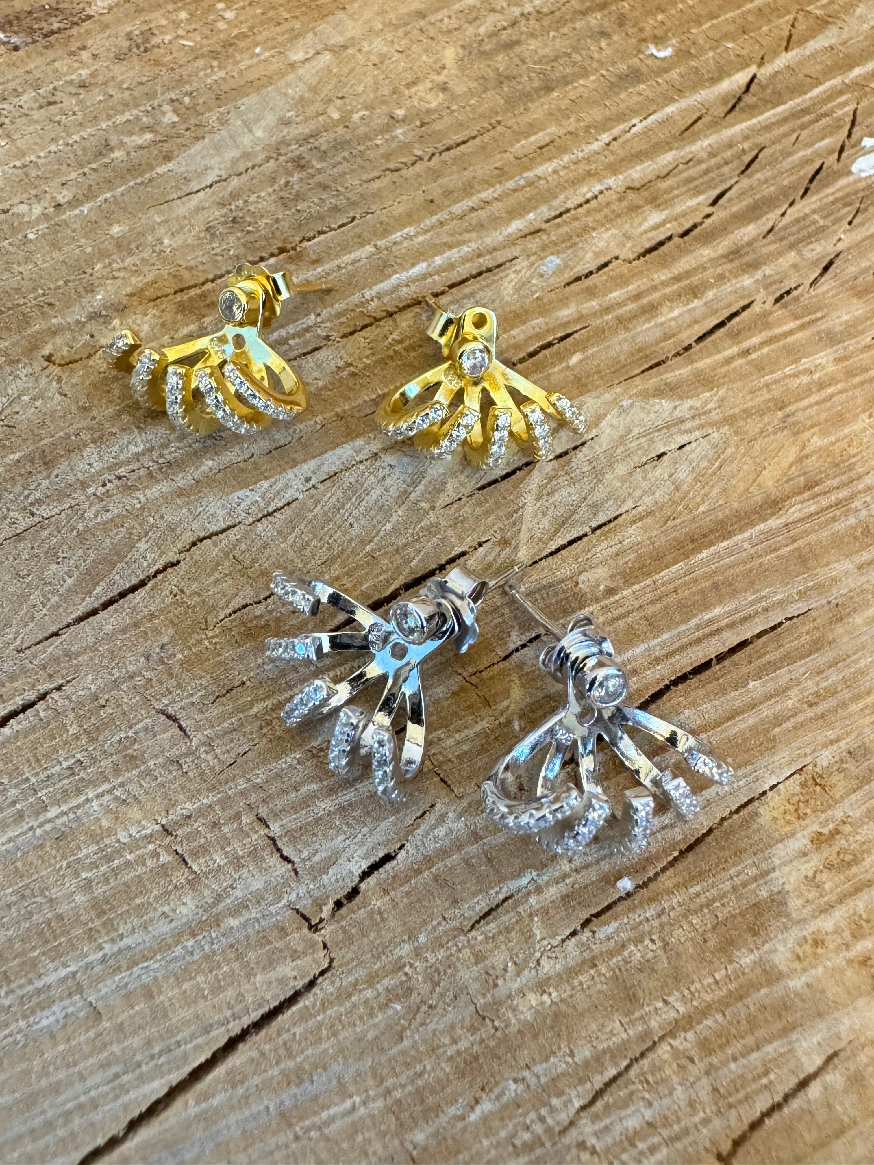 Multi-Row Sparkle Convertible Ear Jacket Earrings