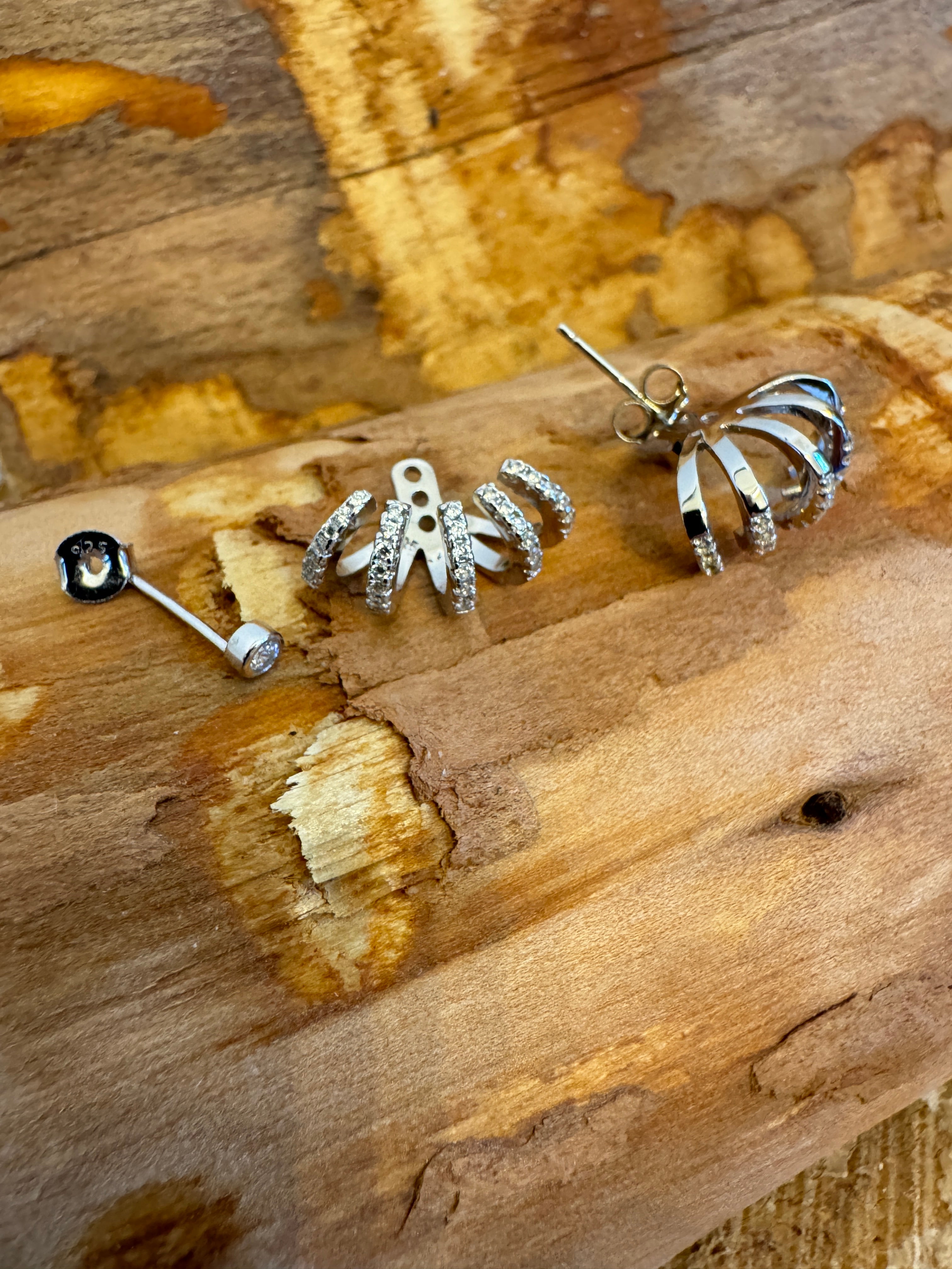 Multi-Row Sparkle Convertible Ear Jacket Earrings