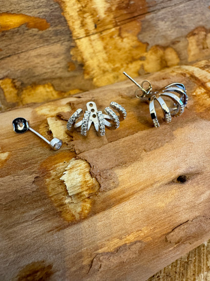 Multi-Row Sparkle Convertible Ear Jacket Earrings