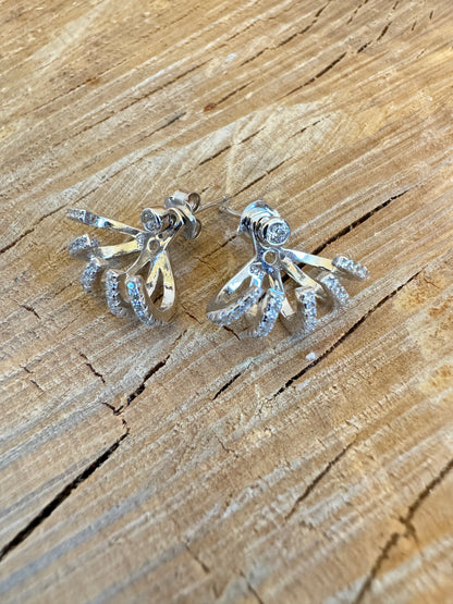 Multi-Row Sparkle Convertible Ear Jacket Earrings