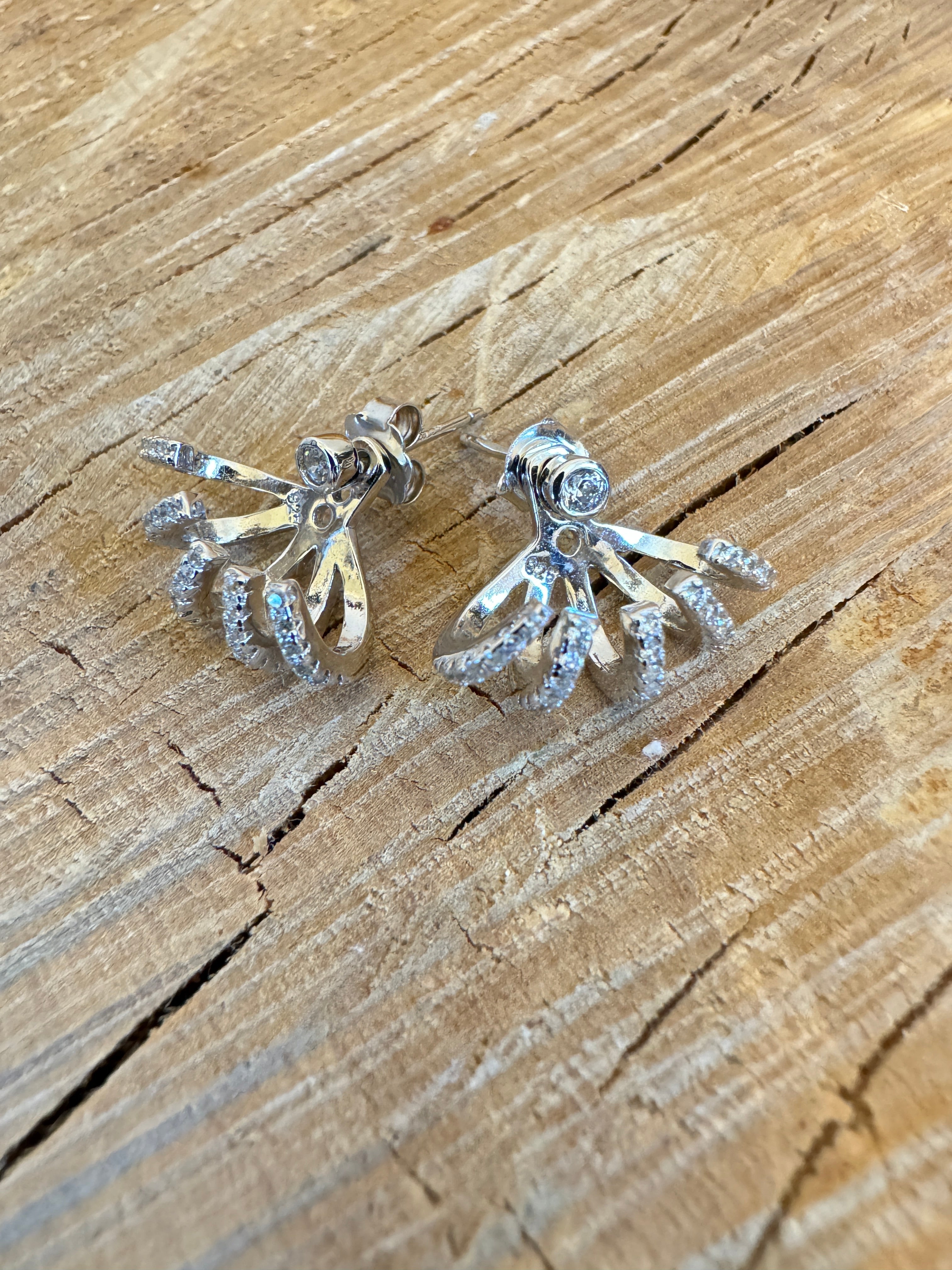 Multi-Row Sparkle Convertible Ear Jacket Earrings