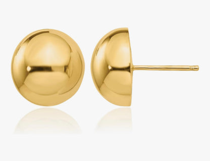 Classic Dome Round Chunky Half Ball Stud Earrings