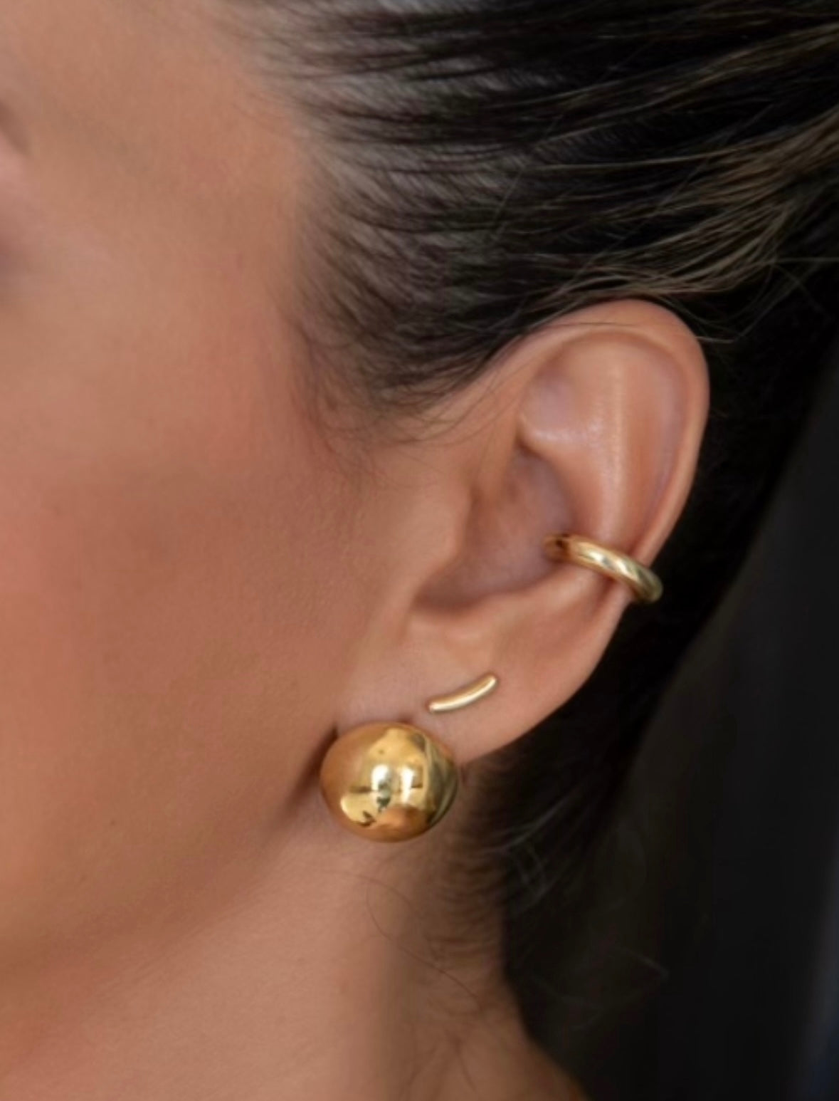 Classic Dome Round Chunky Half Ball Stud Earrings