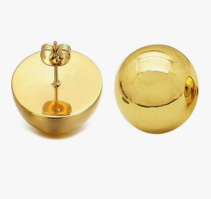 Classic Dome Round Chunky Half Ball Stud Earrings