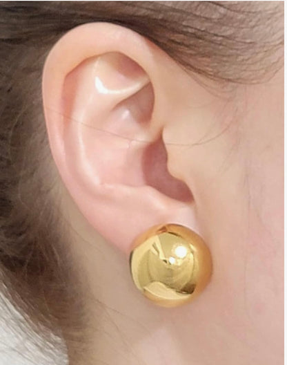 Classic Dome Round Chunky Half Ball Stud Earrings