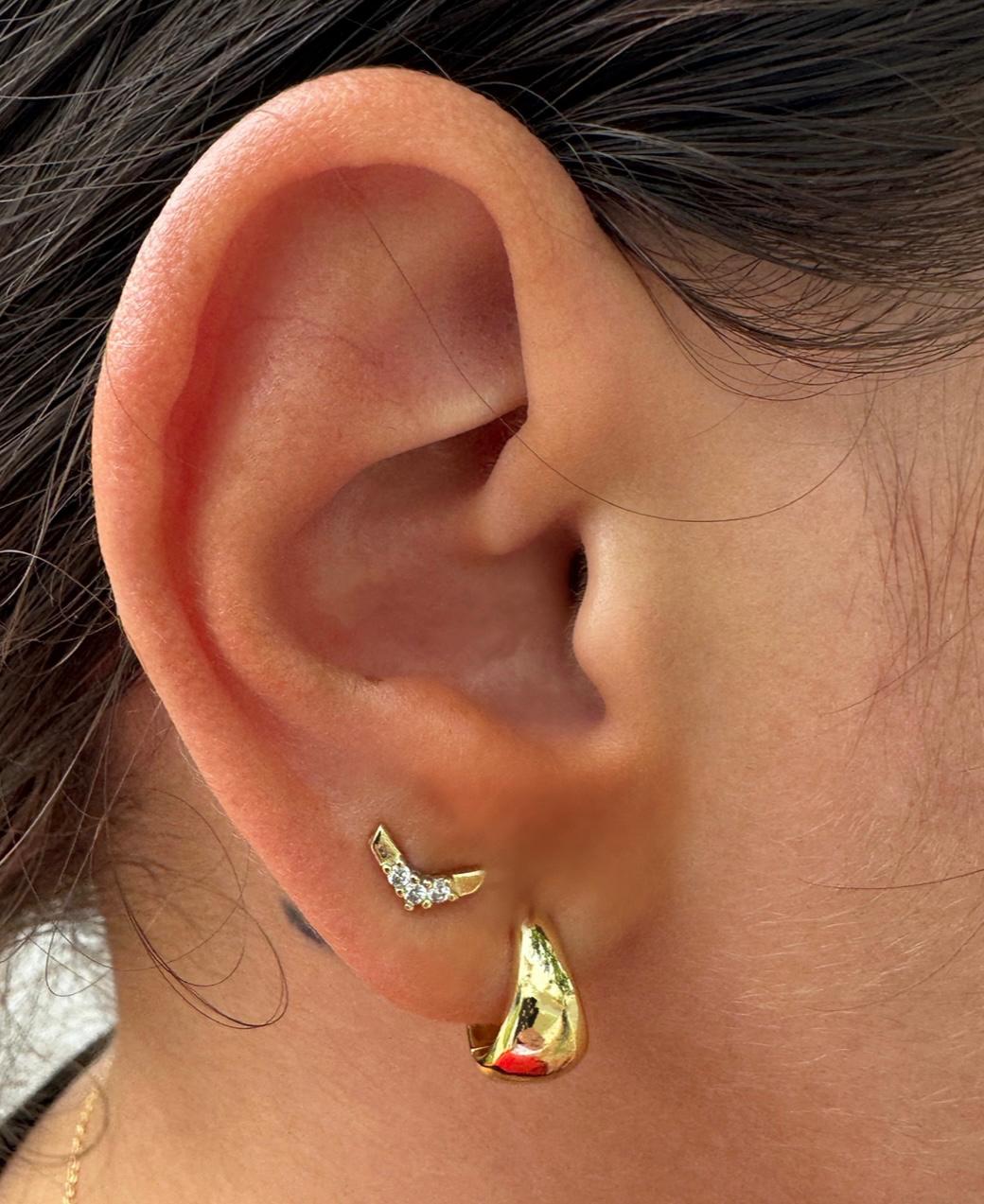 Tiny Edgy Chevron Cubic Zirconia Studs