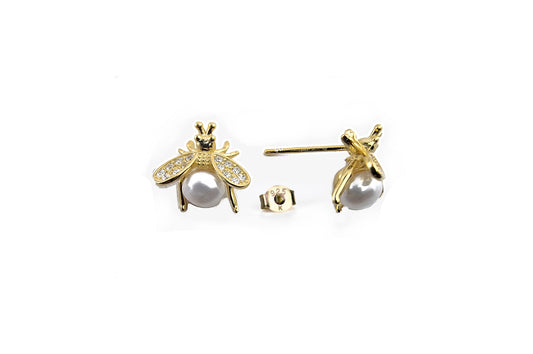 Bee Pearl Stud Earrings