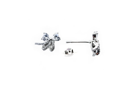 Pavé Zirconia Bow Stud Earrings