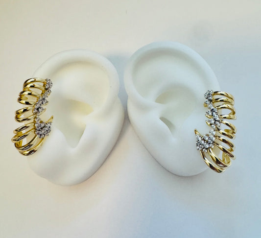 Spiral Moissanite Ear Climber | Gold Vermeil Statement Shine